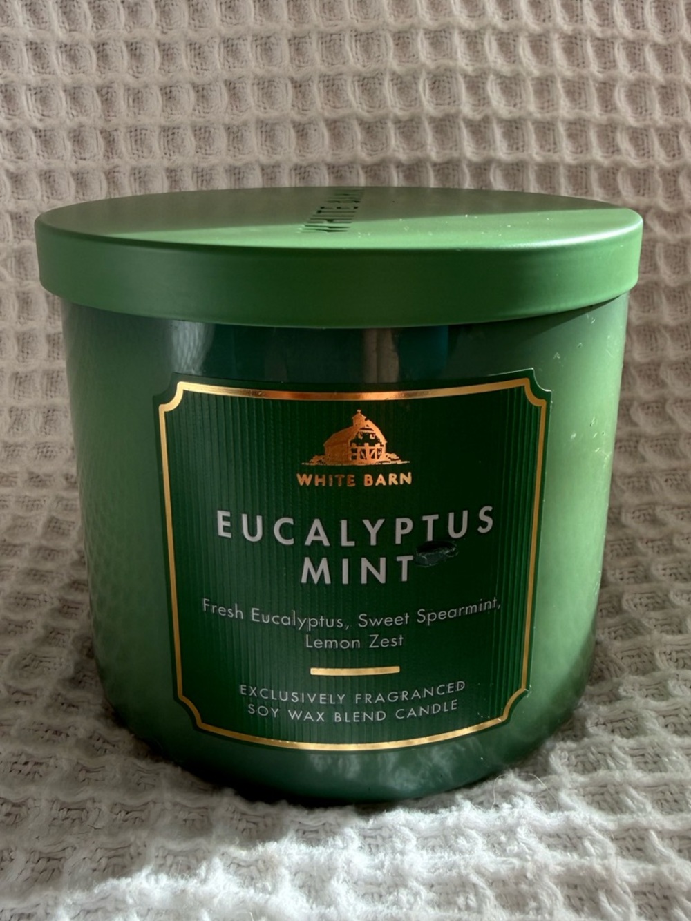 Bath & Body Works White Barn Eucalyptus Mint 3-Wick Candle NEW 14.5 oz Soy Wax